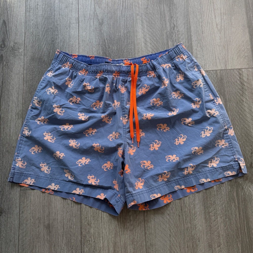 Polo Ralph Lauren Octopus Print Swim Trunks XL Blue Orange Mesh Lined Shorts